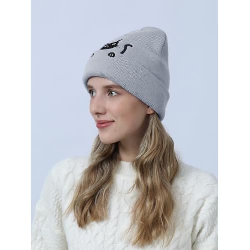 Women¡¯s Cat Beanie Cute Cat Lover Gifts Animal Knitted Hats Christmas Stocking Stuffers for Women Girls