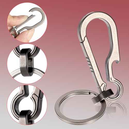 Sibba 2 Pcs Titanium Carabiner Keychain Clip Carabin Hook Small Heavy Duty Keychain Grips Multifunctional Backpack Clasps Anti Lost Quick Release Key Chain Organizer Accessory for Waist Pack