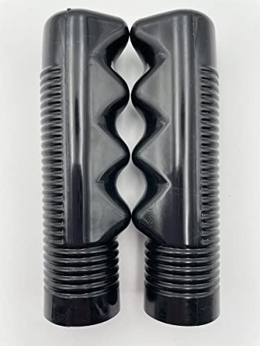 1 Inch Non-Slip Finger Groove Handlebar Grips - Classic Ribbed PVC Pair