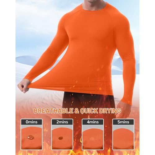 Runhit Men's Thermal Compression Shirt Fleece Lined Long Sleeve Thermal Shirts Athletic Base Layer Top Cold Weather Gear