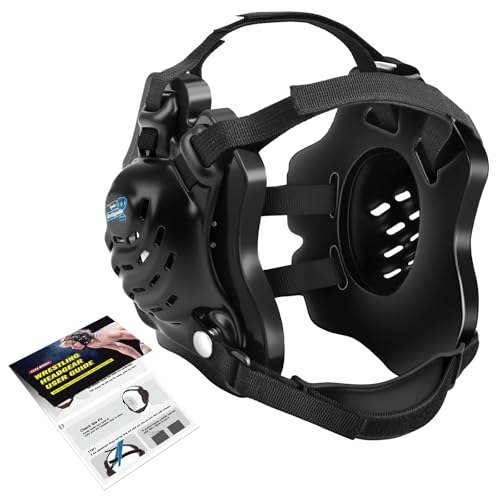 Trymaker Wrestling Headgear with Chin Cup - Black Headgear & Black Strap