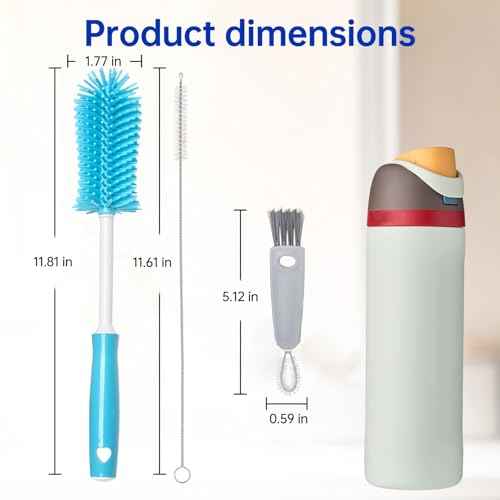 3 Pack Water Bottle Cleaner Brush Set - for Owala Cleaning Kit, Long Handle Silicone Bottle Brush Soft Touch No Scratch, Straw Cleaner Brush, 3 in 1 Multipurpose Cup Cleaner Kit for Owala Accessories