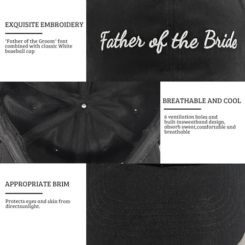 Father of the Bride Embroidered Bridal Hat - One Size Adjustable Cotton Cap