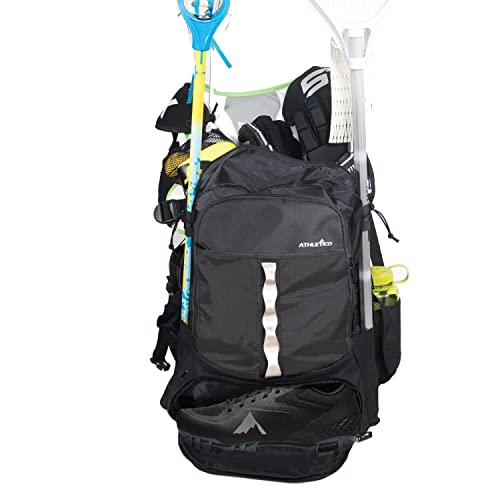 Athletico Lacrosse Bag - Extra Large Backpack for Field Hockey Equipment - Black