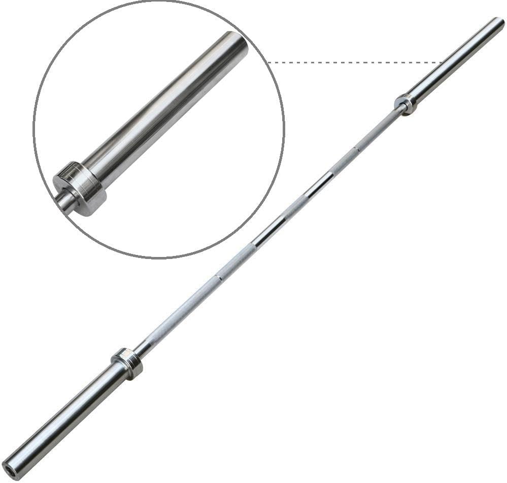 7-Foot Olympic Barbell with Collars - Solid Iron Chrome Weightlifting Rod for Home Gym & Powerlifting