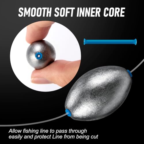 1/4oz 20pcs Egg Sinkers Fishing Weights Oval Lead Terminal Tackle
