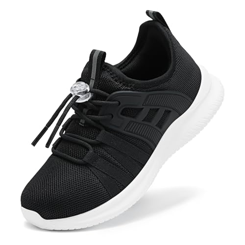 Kids Breathable Lightweight Tennis Sneakers - All Black, Little Kid