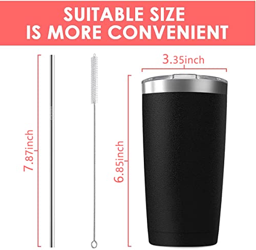 Assorted Colors 6 Pack 20 oz Insulated Stainless Steel Travel Tumblers with Straws & Lids
