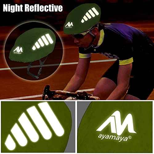 Bike Helmet Cover, HIKERBRO Waterproof Bike Helmet Cover with Reflective Strip, Night Visual Mountain Bicycle Helmets Covers, Windproof Breathable Cycling Helmet Cover