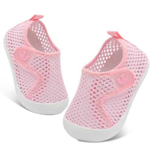 Baby Water Shoes 12-18 Months Pink - Wide Barefoot Aqua Socks for Beach & Pool