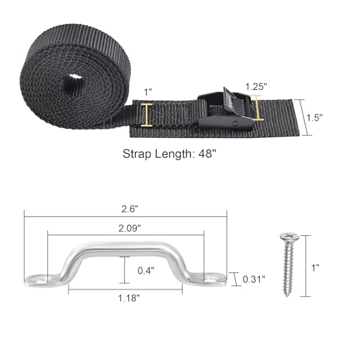 Ayaport Battery Tie Down Strap 48¡± Battery Box Hold Down Kit, Tie Down Kit, with Small Stainless Steel Bracket & Screws Used for RV Battery, Gas Fuel Tank, Accessories