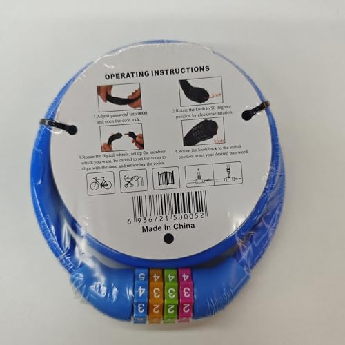 Ainiv Bike Lock, 25 inch Bike Lock Cable, Portable Anti Theft 4 Digits Codes Cable Locks, Resettable Combinations Coiling Bicycle Lock for Bike, Motorbike, Scooter, Skateboard, Gate, Fence (Blue)