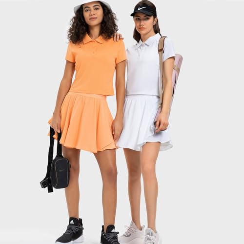 Women's Cropped Polo Shirts Athletic Golf Tennis Shirts Short Sleeve Moisture Wicking Collared Sports T-Shirts