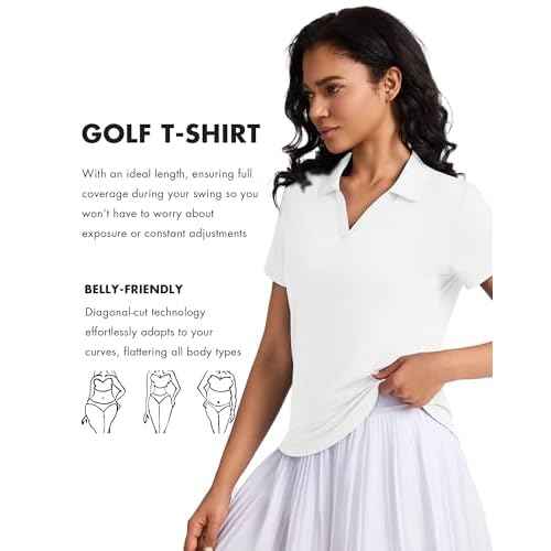 Women's Golf Tennis Shirts Short Sleeve Polo Collared V Neck Workout Tops UV Protection Lightweight Moisture Wicking Shirt