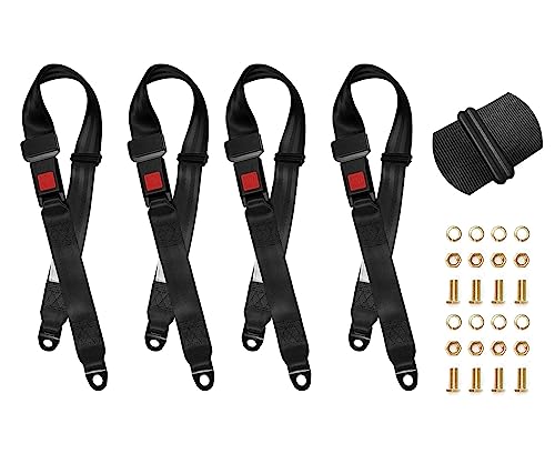 Adjustable 2-Point Seat Belt Harness Kit for Go Karts and Golf Carts - Set of 4
