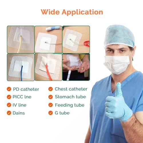 Split Drain Adhesive Bandages 4" x 4" 10Pcs PD Catheter Feeding Tube Pads G Tube Covers Foley Tubing Stabilization Device Peritoneal Dialysis Accessories Catheter Patch Supplies