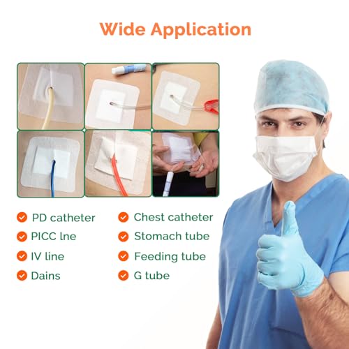 Split Drain Adhesive Bandages - 4" x 4" 15Pcs PD Catheter Feeding Tube Pads - G Tube Covers Foley Tubing Stabilization Device - Peritoneal Dialysis Accessories Catheter Patch Supplies