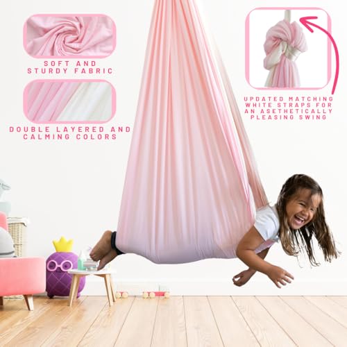 Kids & Adult Sensory Swing Reversible Cuddle Chair - Light Pink/Ivory