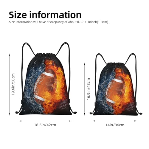 Football Sports Drawstring Backpack Kids Teens Adults Small 14x16.9 inch