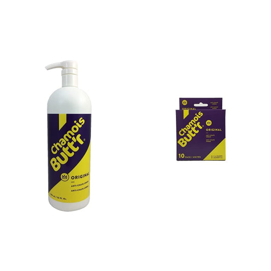 Chamois Butt'r Original Anti-Chafe Cream 32 oz Tube | 10-Pack 9mL Packets