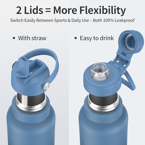 Deep Ocean Fade 20 oz Insulated Stainless Steel Water Bottle with Dual Lids