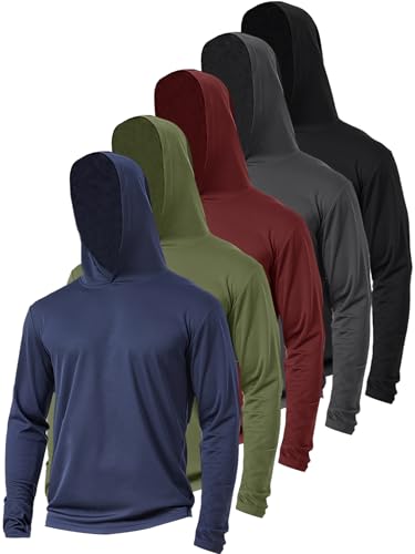 Sun Protection Hoodie for Men UV Long Sleeve Shirt X-Large - Navy/Wine/Olive/Black/Grey