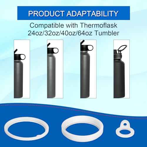 20pcs Water Bottle Lid Replacement for Thermoflask 24/32/40/64oz, Water Bottle Gasket Replacement Silicone Sealing Ring Water Cup Seal Ring for Water Bottle Straw Lid& Spout