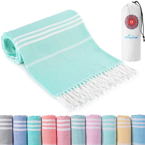 Antfuny Turkish Beach Towels Vacation Essentials Quick Dry Sand Free Oversized Bath Pool Swim Towel Extra Large XL Blanket Adult Travel Cruise Accessories Must Haves Clearance Stuff Necessities
