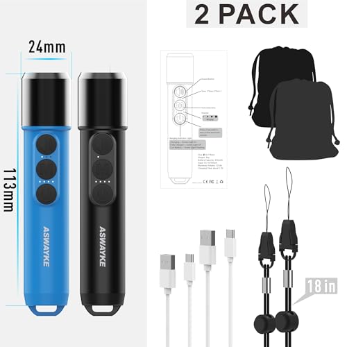 Aswayke Black Rechargeable Electronic Whistle Set - 125dB, 4-Level Volume, Waterproof, Type-C Charging