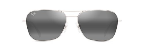 Maui Jim Naauao Aviator Sunglasses, Shiny Silver W/Crystal/Neutral Grey Polarized, Large
