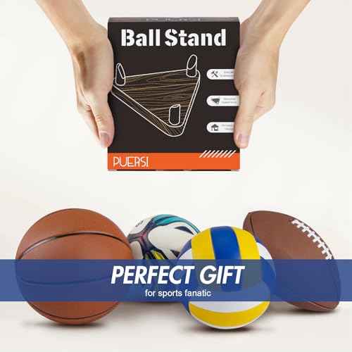 PUERSI Ball Holder Wall Mount Ball Stand Display Storage for Basketball Football Soccer Volleyball