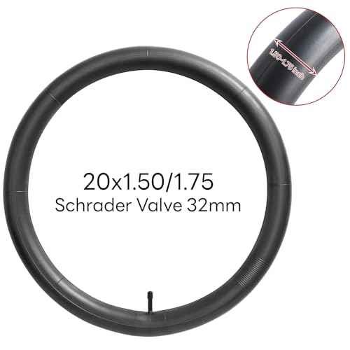 20x1.50 20x1.75 AV32mm Inch Bike Tube, 20" Replacement Bicycle Tube (Single), Reliable 20 x 1.50-1.75 Bike Inner Tube Schrader Valve for City/Road/Cruiser/Mountain Cycling Scenarios