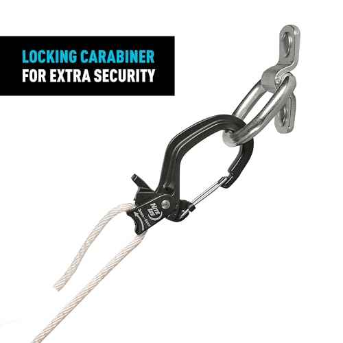 Nite Ize CamJam SlideLock Rope Tightener & 10 ft Nylon Rope - Features Pull-to-Tighten Lock & Quick-Release Lever - 250 lb Working Load Limit - Fits Rope Sizes 3?6mm - Large
