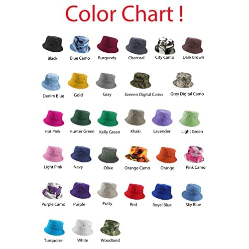 Gelante Solid Color 100% Cotton Bucket Hat for Women and Men Packable Travel Summer Beach Hat