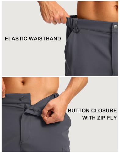 Men's 7-Inch Hiking Cargo Shorts - Large Charcoal with 5 Pockets
