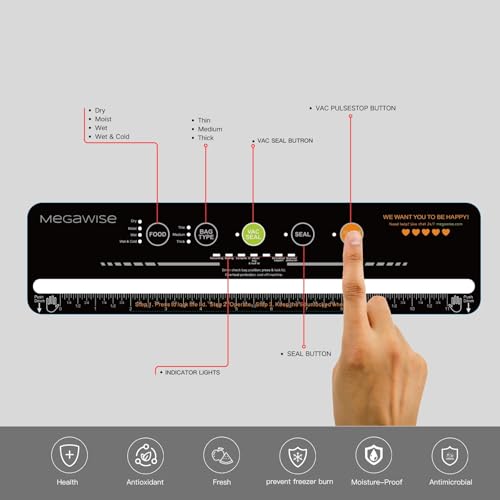 Vacuum Sealer Machine with Built-In Cutter, 80kPa Dry Moist Modes - Machine