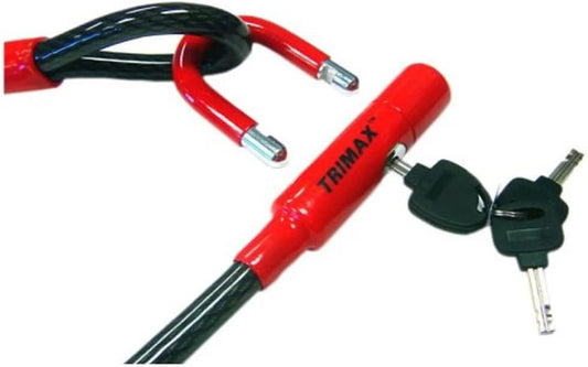 Trimax Max-Dual Force Integrated U-Lock & Cable 6' L X15Mm TCU1572, Card Packaging, Black / Red