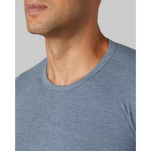 32 Degrees Heat Men's Lightweight Crew Base Layer Thermal Top | Form Fitting | Long Sleeve| 4-Way Stretch, Nile Blue Heather, X-Large