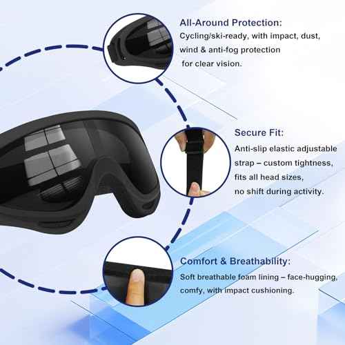 3 Pack Ski Goggles ATV Dustproof Dirt Bike Goggles UV Protection Foam Anti for Ski Racing Riding, Off Road Waterproof Motocross