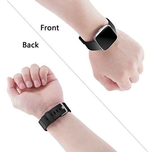 Wepro Band Compatible with Fitbit Versa 2 Bands for Women Men, Soft Band Compatible with Fitbit Versa Bands, Sport Waterproof Breathable Replacement Wristband Strap for Versa Lite, Large, Black, 1 Pack