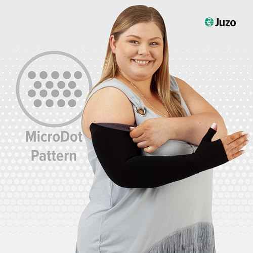 Juzo Dynamic Varin 3511 20-30mmhg Max Armsleeve with Silicone Top Band for Women, Black, 2 (II) Long