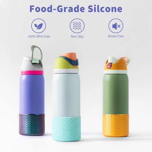 32 oz Silicone Water Bottle Boot for Owala - Purple Anti-Slip Protective Sleeve