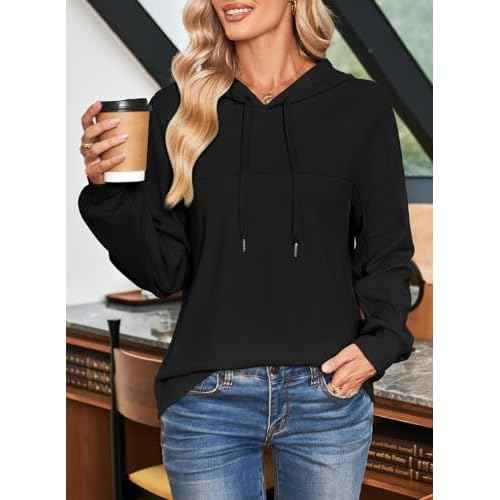 Dokotoo Hoodies for Women Soft Long Sleeve Casual Hoodie Oversized Sweatshirt Lightweight Knit Pullover Hooded Tops