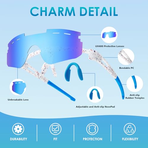 Kids Polarized Sports Sunglasses, Youth Baseball Sunglasses for Boys Girls Age 6-12 UV400 Protection Glasses