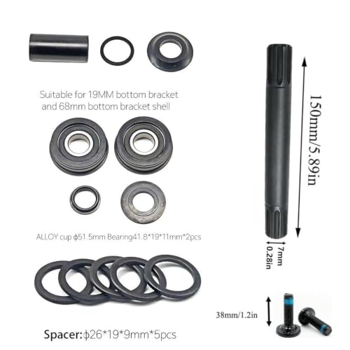 Bicycle Bottom Bracket Set 19mm American 8T Cr-Mo Axle for Bike Replacement