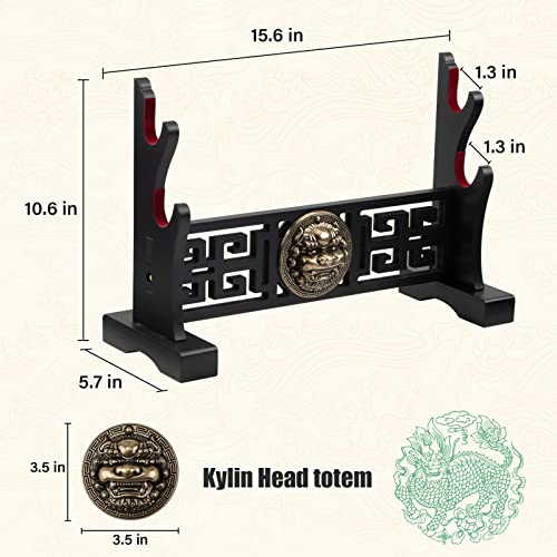 2-Tier Kylin Sword Stand with Padded Hooks for Katana Samurai Cosplay Display