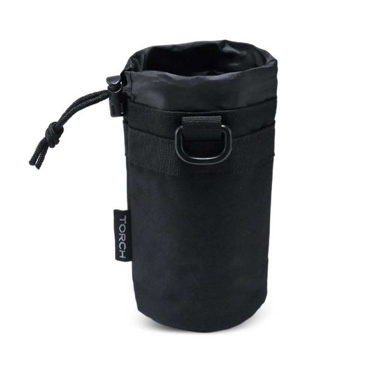 Torch MOLLE Water Bottle Holder Drawstring Pouch Tactical Hydration Carrier Attachment for Every Day Carry Gear (Black)