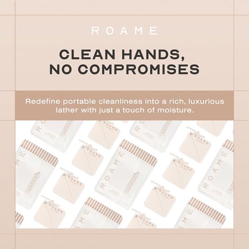Roame Portable Soap Sheets ? Ultra-Thin Soap for Hand Moisture & Hygiene ? Water-Activated, Compact, Cruelty-Free, Eco-Friendly ? Perfect for Travel Kits & On-the-Go Use ? 50-Pack