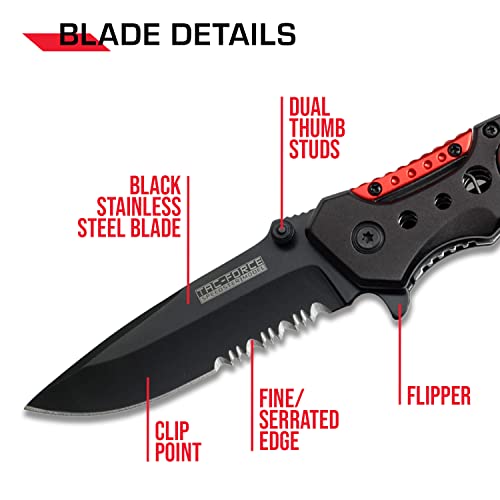 Tac-Force Fire Dept Tactical Assisted Opening Folding Knife with Belt Cutter