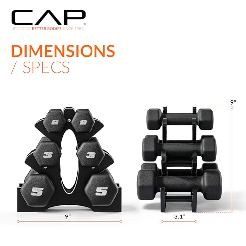 20 lb Neoprene Dumbbell Set with Storage Rack, Non-Slip Hex Design